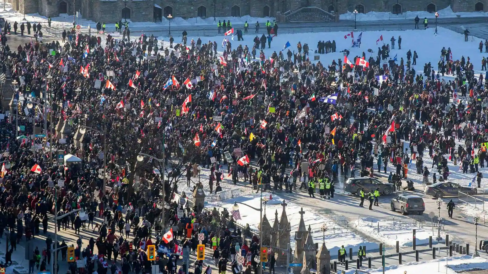 Canada truckers' anti-vaccine protest continues, Trudeau moved to a secret location